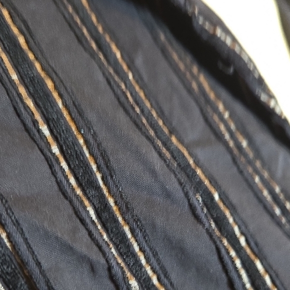 Vintage Zara Basic Black Metallic Stripe Wrap Blouse - Picture 5 of 16